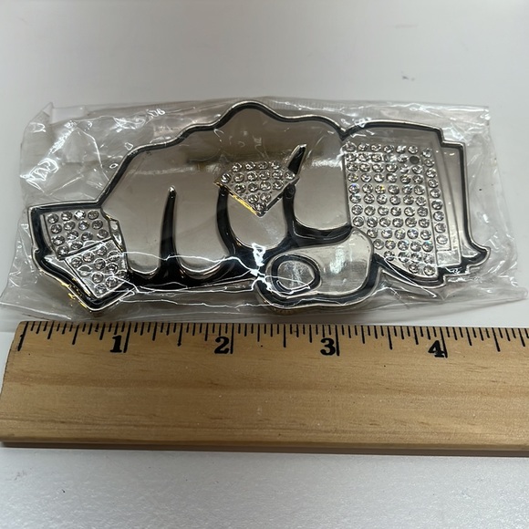 Silver Fisk with Diamond Ring and Money Metal Belt Buckle - Picture 3 of 5